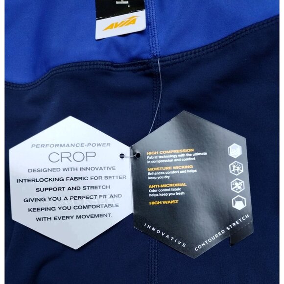 Avia Womens Flex-Tech Crop Leggings Blue/Orange Size Small 4-6 High Compression - Picture 9 of 12